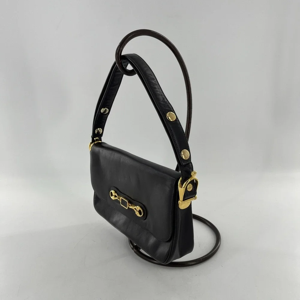 Vintage MCM Susan Gail Leather Shoulder Bag Rare Gold Spur Accents Quiet Luxury - Picture 4 of 16